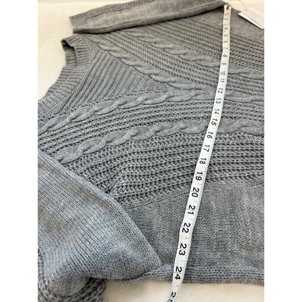 NWT Abound Size L Grey Heather Cable Knit Crew Neck Pullover Sweater - Picture 9 of 12